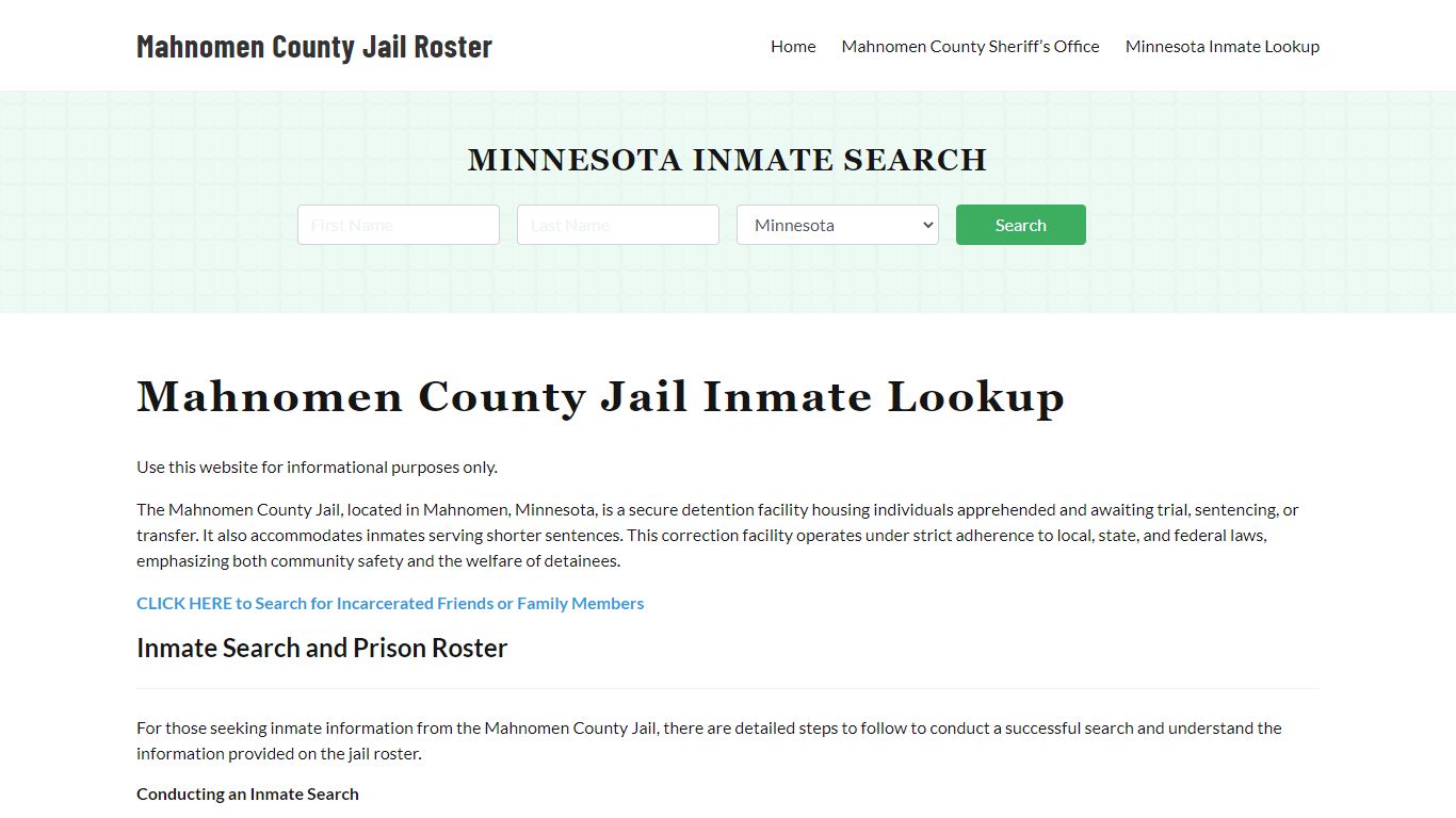 Mahnomen County Jail Roster Lookup, MN, Inmate Search