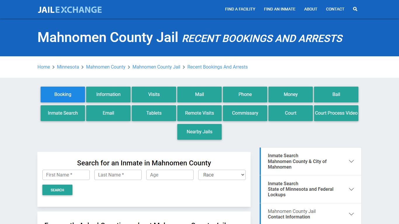 Mahnomen County Jail Recent Bookings And Arrests - Jail Exchange